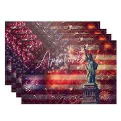 Aperturee - Usa Flag Liberty Spark Vintage Set Of 4 Placemats