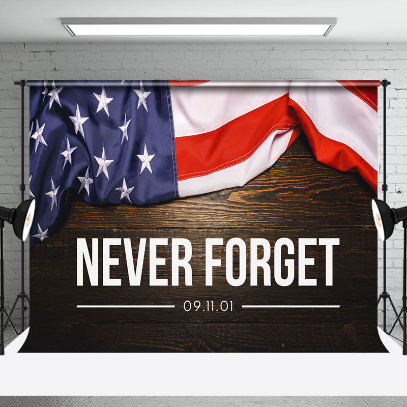 Aperturee - Usa Flag Never Forget Wooden Condolences Backdrop