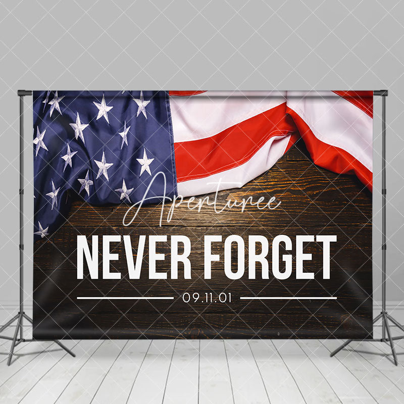 Aperturee - Usa Flag Never Forget Wooden Condolences Backdrop