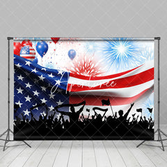 Aperturee - Usa Flag Sparkle Balloons Independence Day Backdrop