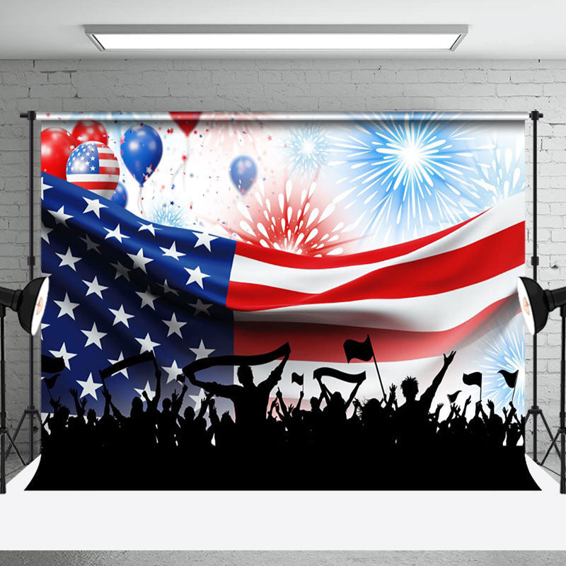 Aperturee - Usa Flag Sparkle Balloons Independence Day Backdrop