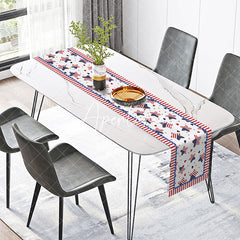 Aperturee - USA Flag Stars White Independence Day Table Runner