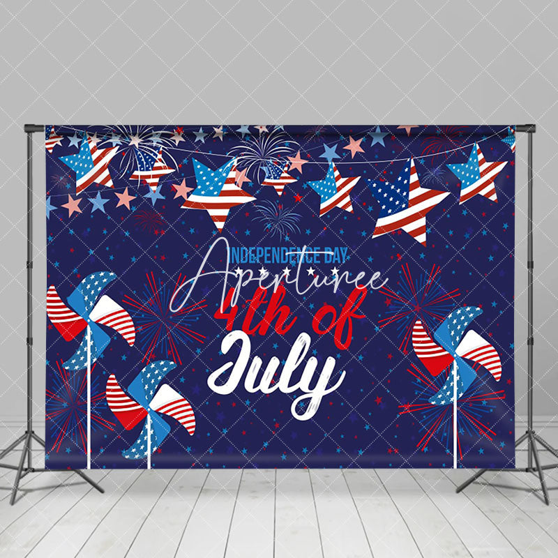 Aperturee - Usa Flag Stars Windmills Independence Day Backdrop