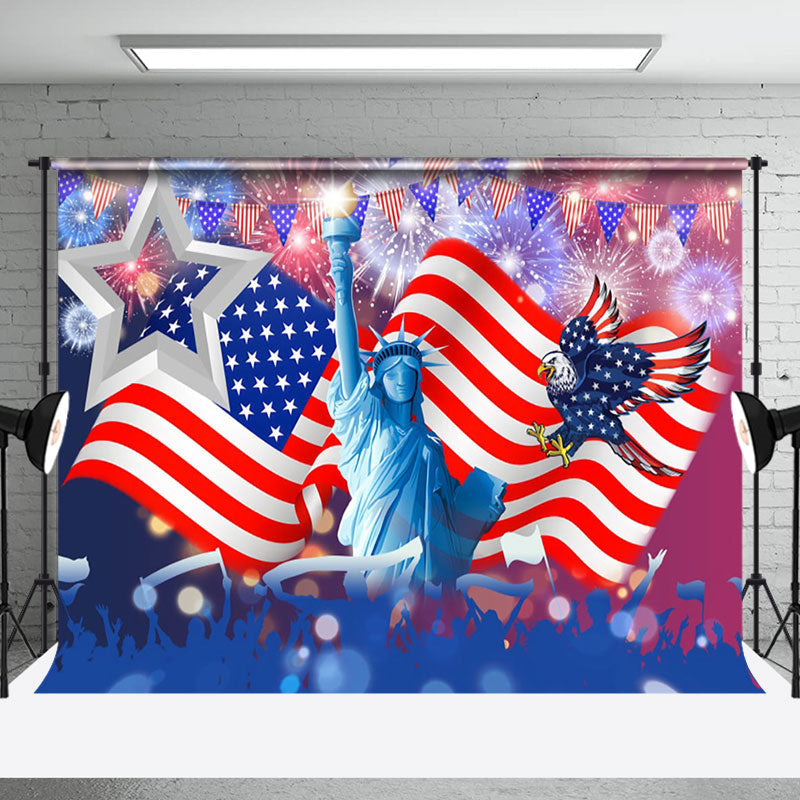 Aperturee - Usa Flag Statue Of Liberty Independence Day Backdrop