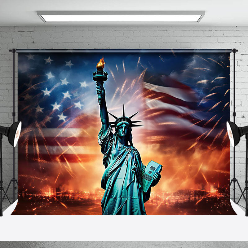 Aperturee - Usa Flag Statue Sparkle Independence Day Backdrop