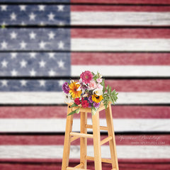 Aperturee - Usa Flag Wooden Independence Day Photo Booth Backdrop