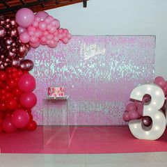 Aperturee Gradient Pink Shimmer Wall Panels | Wedding Event Party Decorations