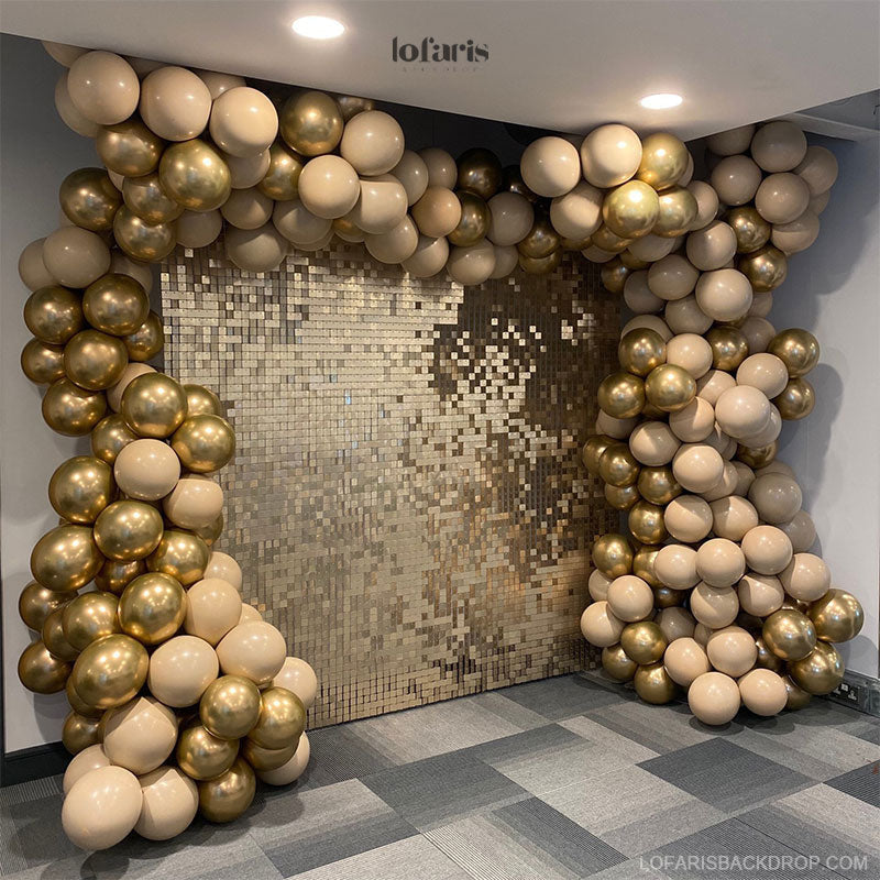 Aperturee Light Matte Gold Shimmer Wall Panels | Wedding Event Party Decorations