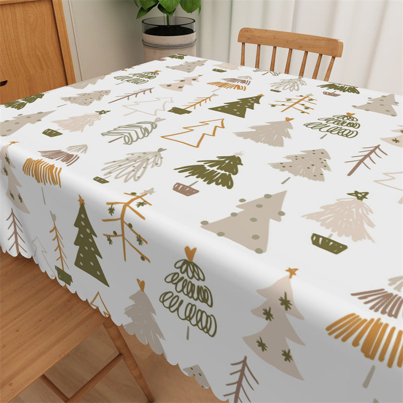 Aperturee - Variant Christmas Tree Pattern Repeat Fabric Tablecloth