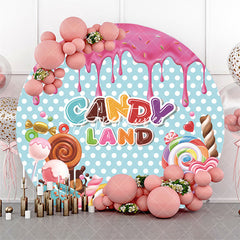 Aperturee - Various Desserts Candyland Round Birthday Backdrop