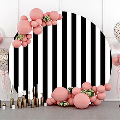 Aperturee Vertical Black White Stripes Round Backdrop For Party