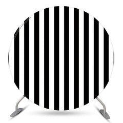 Aperturee Vertical Black White Stripes Round Backdrop For Party