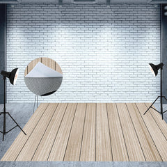 Aperturee - Vertical Light Color Wooden Board Rubber Floor Mat