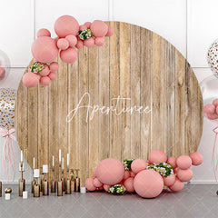 Aperturee - Vertical Plank Wooden Wall Round Birthday Backdrop