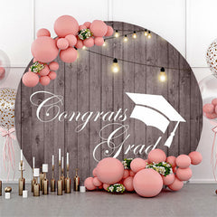 Aperturee Vertical Wooden Lights Circle Congrats Grad Backdrop