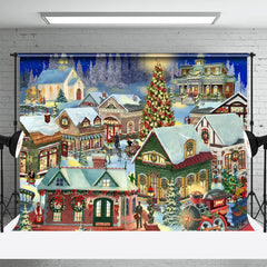 Aperturee - Village Carriage Christmas Tree Backdrop For Party