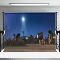 Aperturee - Village Holy Light Night Stars Christmas Backdrop