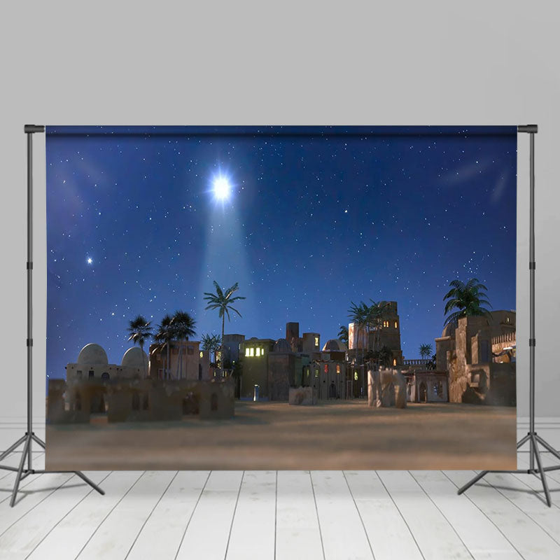 Aperturee - Village Holy Light Night Stars Christmas Backdrop