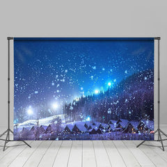 Aperturee - Village Light Night View Snow Forest Winter Backdrop