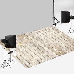 Aperturee - Village White Vertical Wood Board Rubber Floor Mat