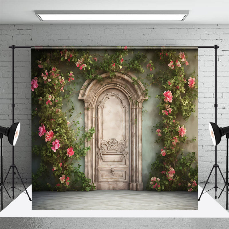 Aperturee - Vinatge Green Wall Greenery Floral Spring Backdrop