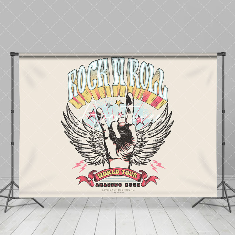 Aperturee - Vinatge Rock N Roll Hand Wing World Tour Backdrop