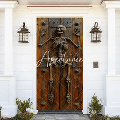 Aperturee - Vinatge Skeleton Wooden Wall Halloween Door Cover