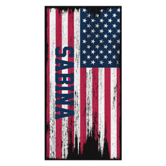 Aperturee - Vintage American Flag Personalized Name Beach Towel