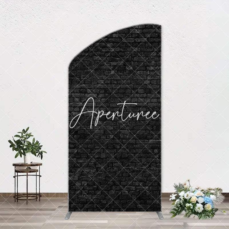 Aperturee - Vintage Art Black Brick Wall Arch Photography Backdrop