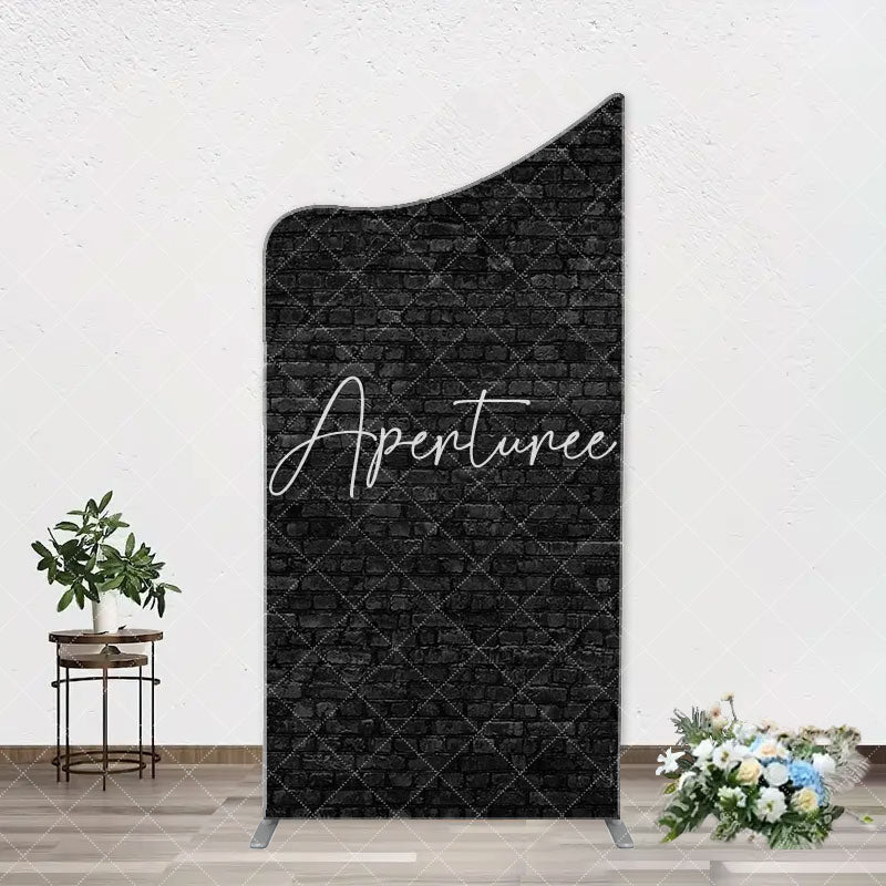 Aperturee - Vintage Art Black Brick Wall Arch Photography Backdrop