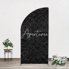 Aperturee - Vintage Art Black Brick Wall Arch Photography Backdrop