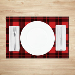 Aperturee - Vintage Black Red Plaid Dining Set Of 4 Placemats