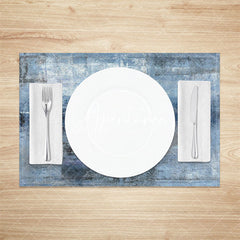 Aperturee - Vintage Blue Grey Abstract Art Set Of 4 Placemats