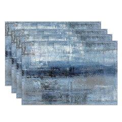 Aperturee - Vintage Blue Grey Abstract Art Set Of 4 Placemats