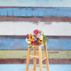 Aperturee - Vintage Blue Paint Wood Wall Photo Booth Backdrop