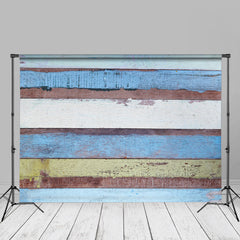 Aperturee - Vintage Blue Paint Wood Wall Photo Booth Backdrop