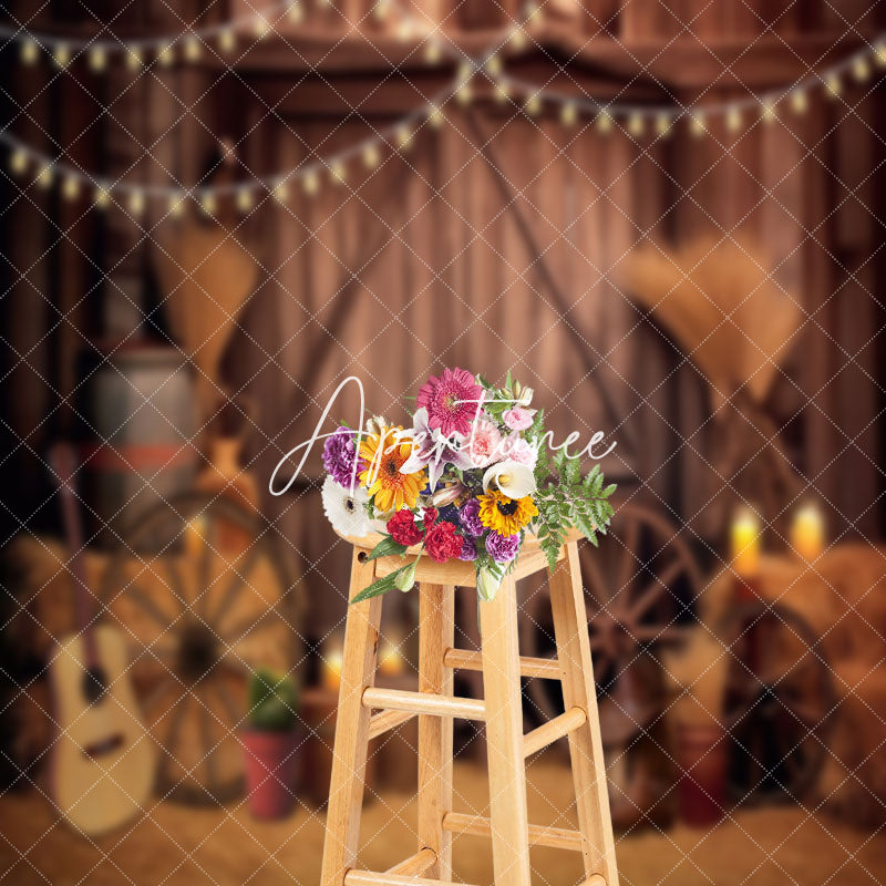 Aperturee - Vintage Brown Barn Door Cowboy Photography Backdrop