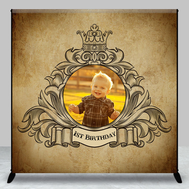 Aperturee - Vintage Brown Custom Photo 1st Birthday Backdrop