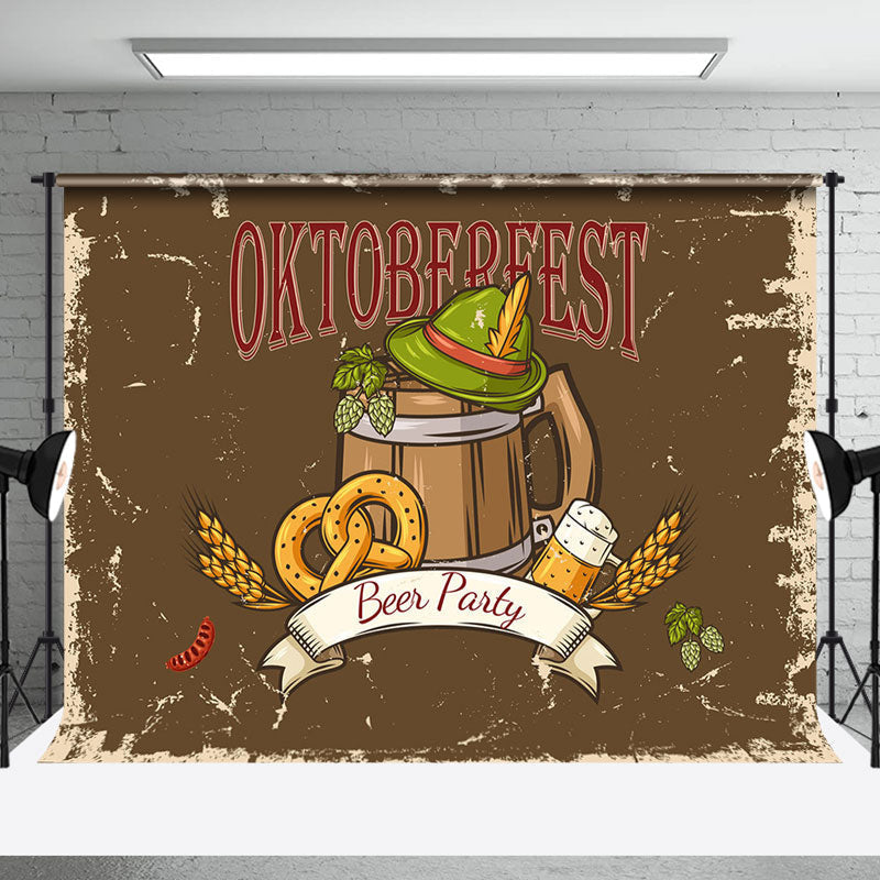 Aperturee - Vintage Brown Hat Oktoberfest Beer Party Backdrop