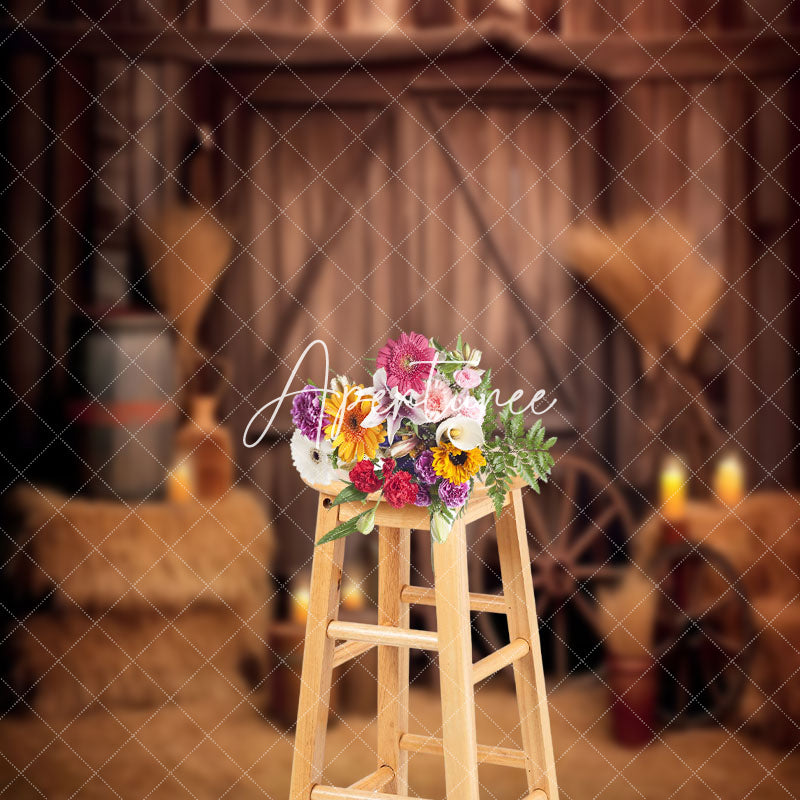 Aperturee - Vintage Brown Western Cowboy Wood Barn Door Backdrop