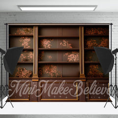 Aperturee - Vintage Brownflower Pattern Cabinet Wall Backdrop