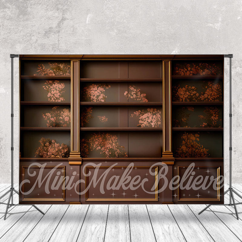 Aperturee - Vintage Brownflower Pattern Cabinet Wall Backdrop