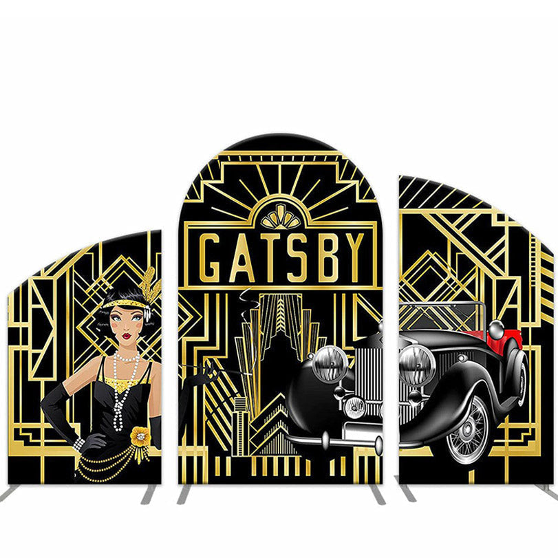 Aperturee Vintage Car The Great Catsby Beauty Arch Backdrop Kit