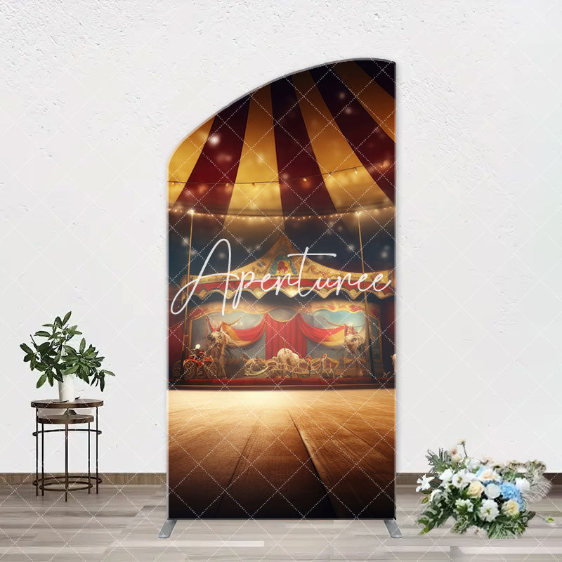 Aperturee - Vintage Circus Tent Stage Arch Birthday Backdrop