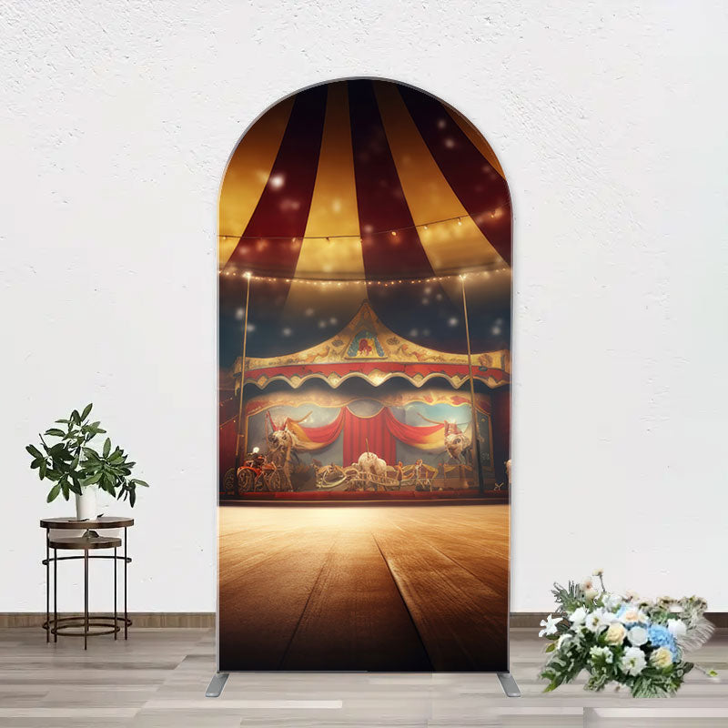 Aperturee - Vintage Circus Tent Stage Arch Birthday Backdrop