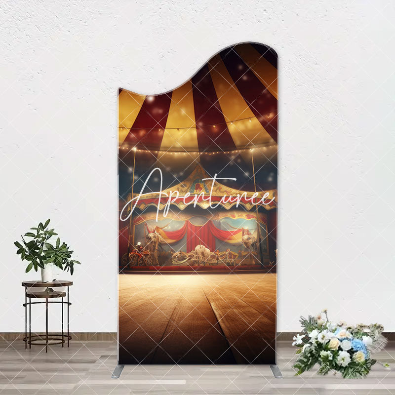 Aperturee - Vintage Circus Tent Stage Arch Birthday Backdrop