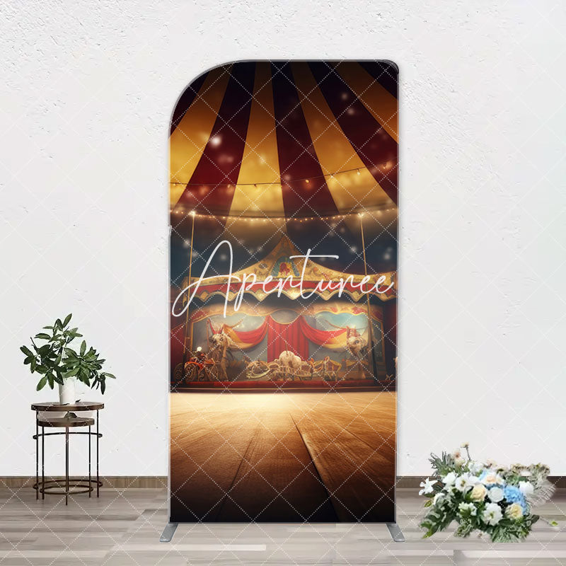 Aperturee - Vintage Circus Tent Stage Arch Birthday Backdrop