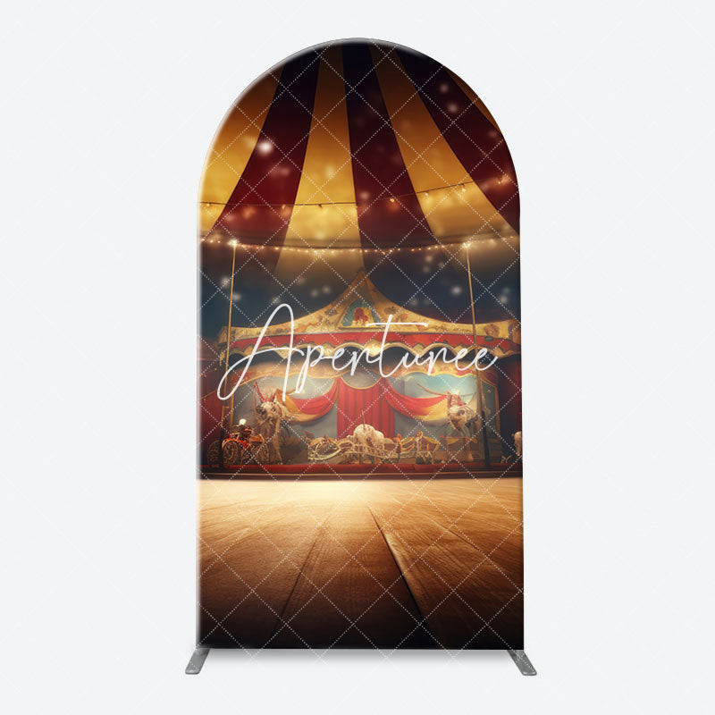 Aperturee - Vintage Circus Tent Stage Arch Birthday Backdrop