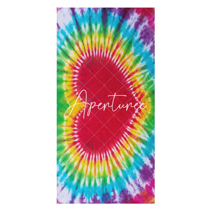 Aperturee - Vintage Colorful Heart Tie Dye Pattern Beach Towel