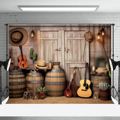 Aperturee - Vintage Cowboy Wood Barrel Barn Door Photo Backdrop